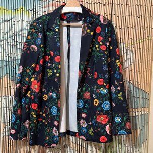 Kelly by Clinton Kelly Floral Printed Ponte Knit Blazer, Navy Floral, Medium